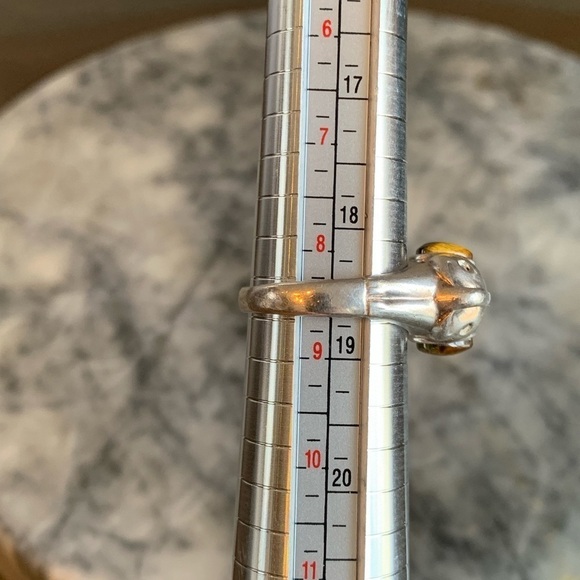 Sterling Silver Ring Elephant Tiger Eye Size 8.5 Signed 925 NV Vintage Trunk Up - Picture 6 of 11